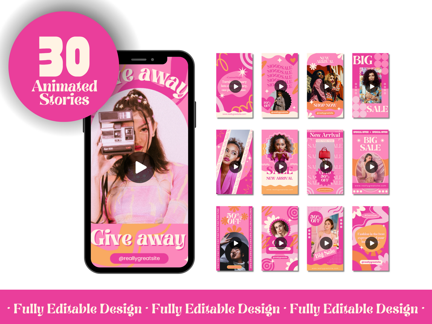 500 Pink Pastel Social Media Templates Canva IG Templates Pink Instagram Posts Pink Instagram Stories Instagram Highlights IG Posts