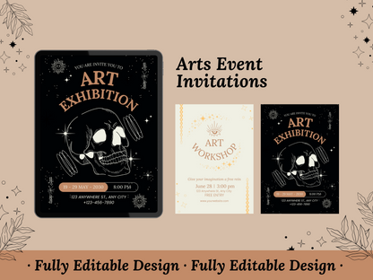 30 Invitation Templates, Editable Canva Invitations Bundle Birthdays Invitations Weddings Invitations Festivals Invitations Art Events