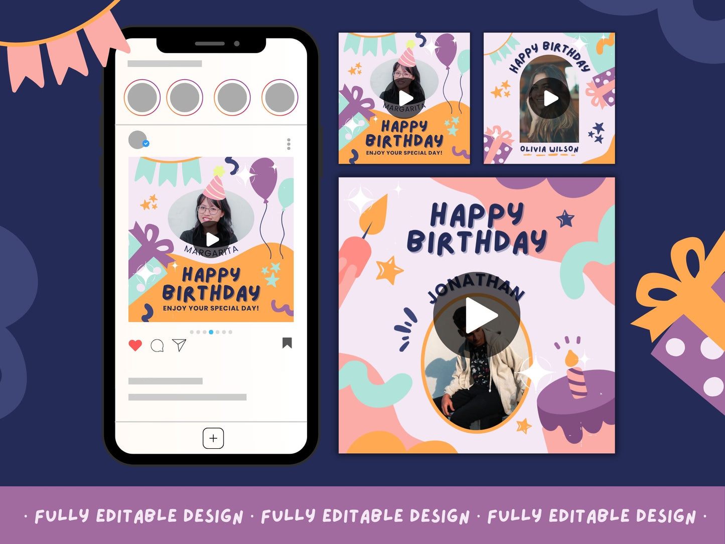 5 Animated Birthday Greetings Templates Canva Editable Birthday Celebration Template Canva Animated Birthday Card Template