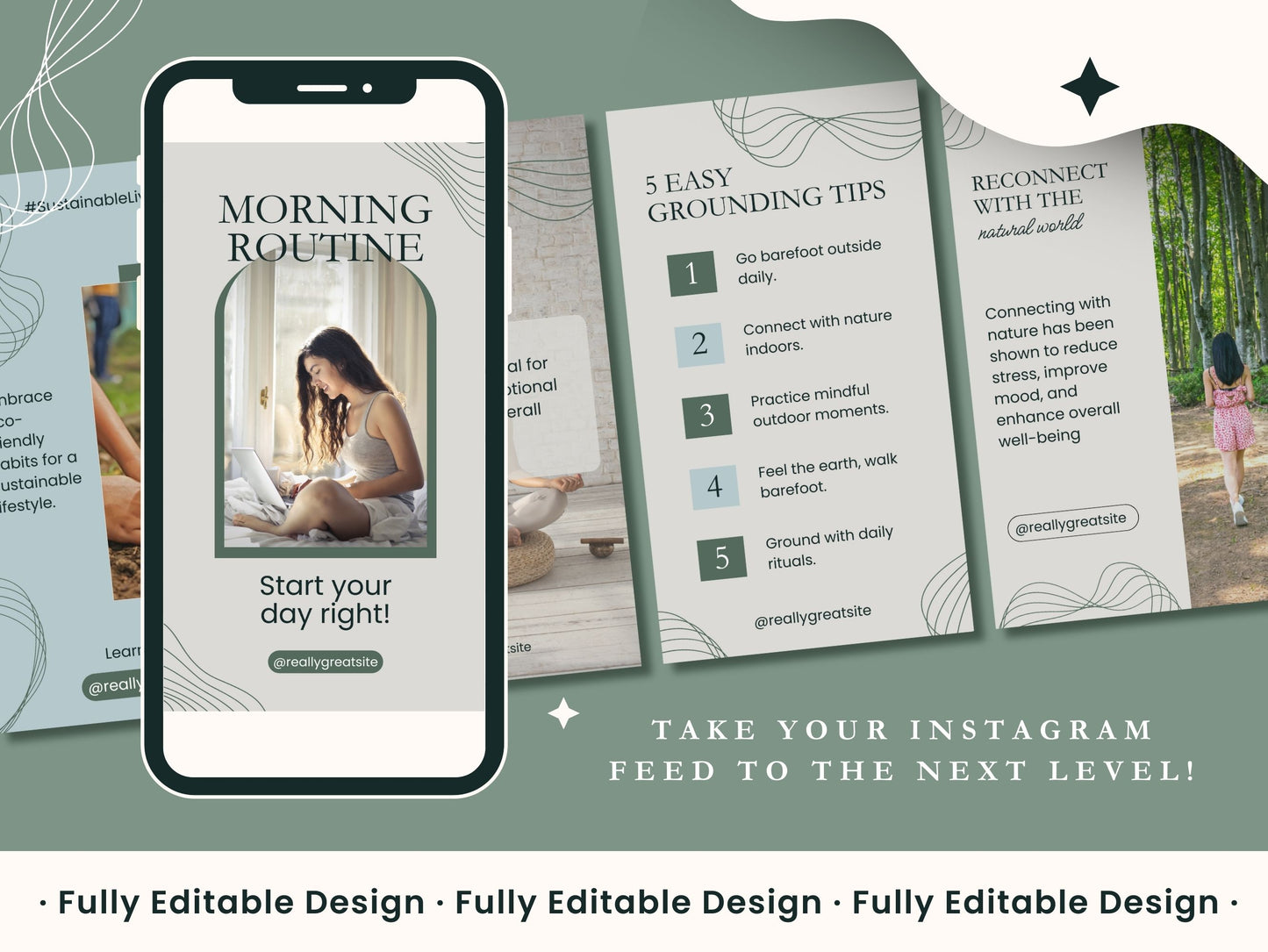 50 Organic Stories Templates Canva Editable Natural Instagram Stories Templates IG Stories Sustainable Living Editable Instagram Stories