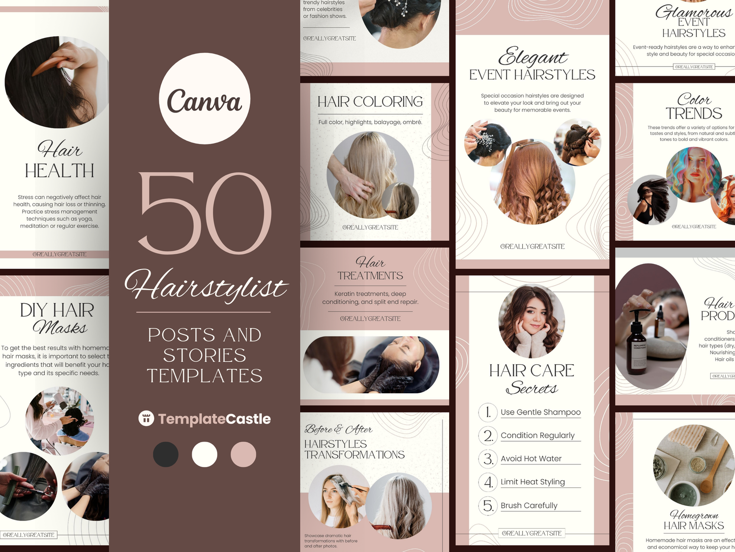 50 Hairstylist Instagram Stories Templates Canva Editable Templates Facebook Reels Social Media Posts Hairstyle Animated Website Templates