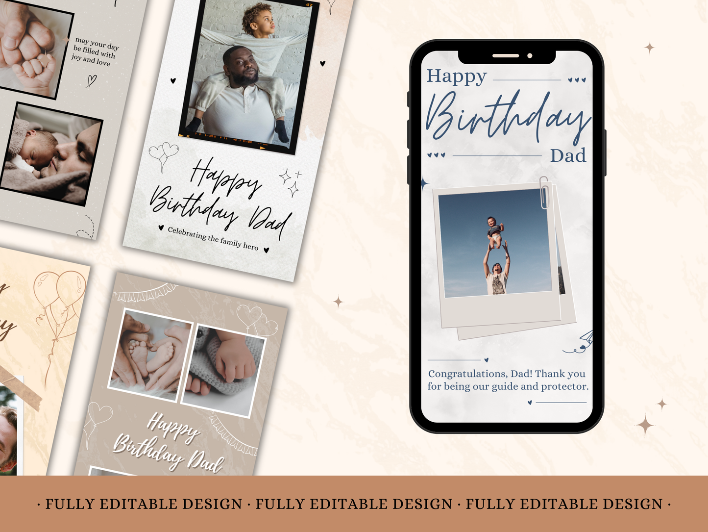 5 Happy Birthday Dad Photo Collage Templates Editable Canva Happy Birthday Photo Collage Dad Birthday Cards Fathers Birthday Collage Cards