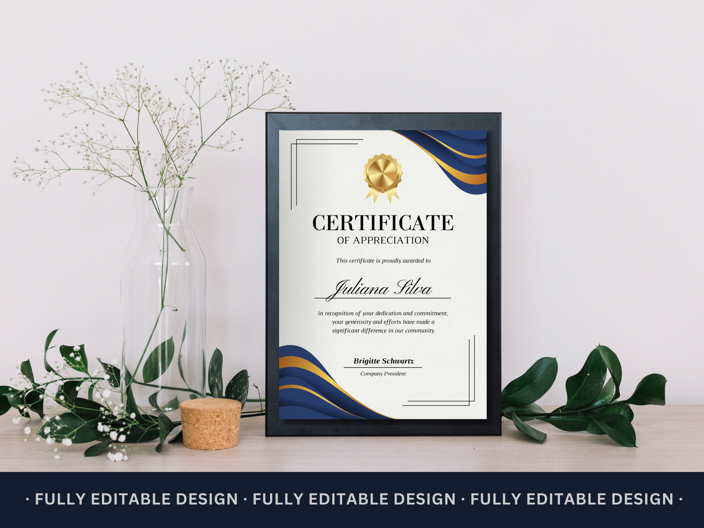 Modern Appreciation Certificate Template Certificate Canva Editable Template Recognition Certificate Canva Template