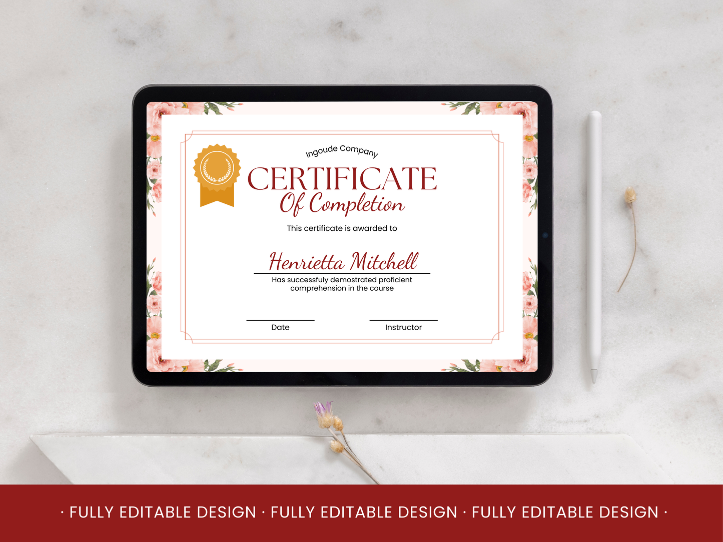 10 Completion Certificate Templates Canva Editable Certificates Templates Courses Certificates  Business Floral Design