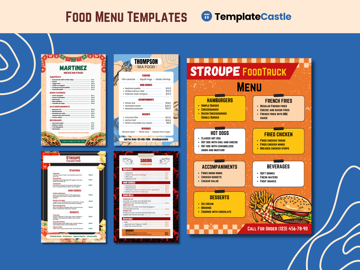 5 Editable Food Menu Templates Canva Editable Templates Delicious Food Restaurant Menu Template Set Restaurant