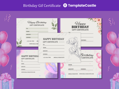 5 Birthday Gift Certificates Templates Canva Editable Gift Certificates Templates Happy Birthday Gift Vouchers Printable Certificates