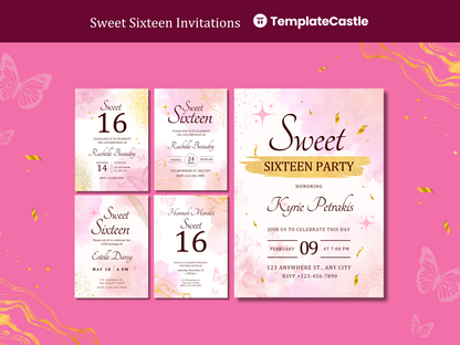 5 Sweet Sixteen Invitation Templates Canva Editable Sweet 16 Party Invitations Templates Elegant Invitation Birthday Party Templates