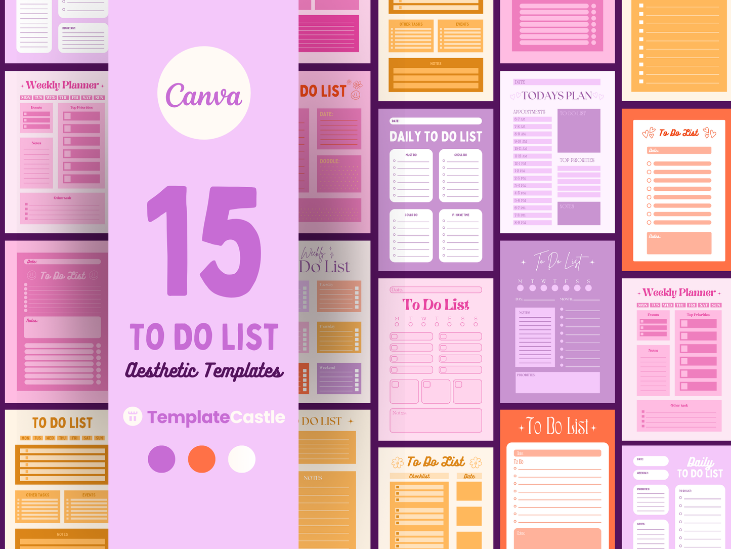 15 Aesthetic To Do List Templates Canva  Editable Template Daily Planner Productivity Template Planner Printable Tasks Checklists