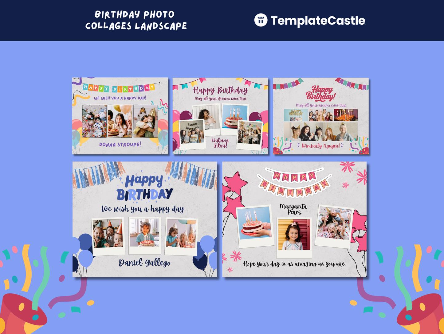 Birthday Photo Collage Templates Canva editable Photo Collage Templates Photos Gift Collage Birthday Layouts Printable Birthday Templates