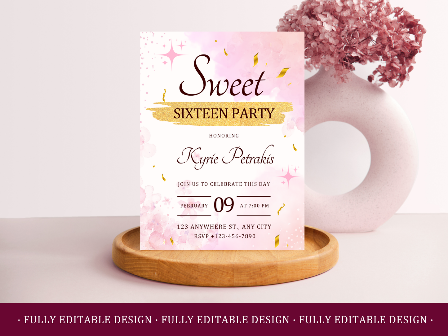 5 Sweet Sixteen Invitation Templates Canva Editable Sweet 16 Party Invitations Templates Elegant Invitation Birthday Party Templates