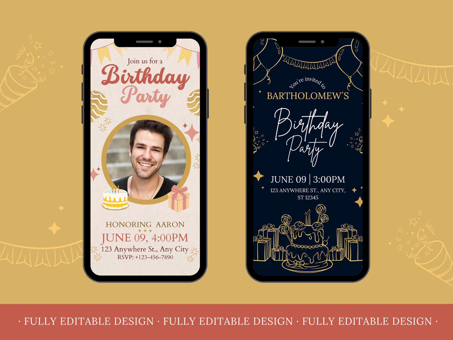 2 Animated Birthday Party Invitations Templates Canva Editable Birthday Templates Social Media Animated Birthday Invitations cards