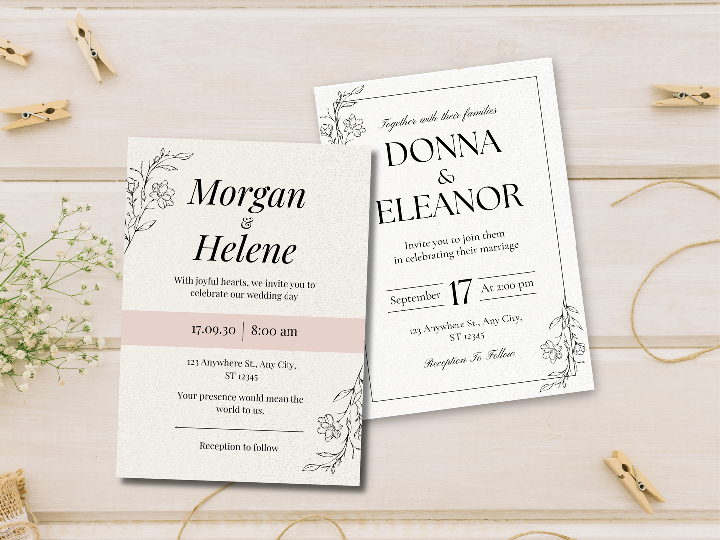 10 Wedding Invitation Templates Canva Minimalist Canva Editable  Templates Marriage Celebration Invitations Cards Templates