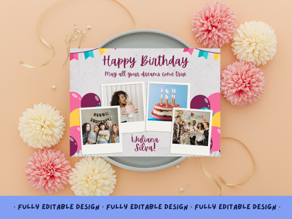 Birthday Photo Collage Templates Canva editable Photo Collage Templates Photos Gift Collage Birthday Layouts Printable Birthday Templates