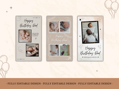 5 Happy Birthday Dad Photo Collage Templates Editable Canva Happy Birthday Photo Collage Dad Birthday Cards Fathers Birthday Collage Cards