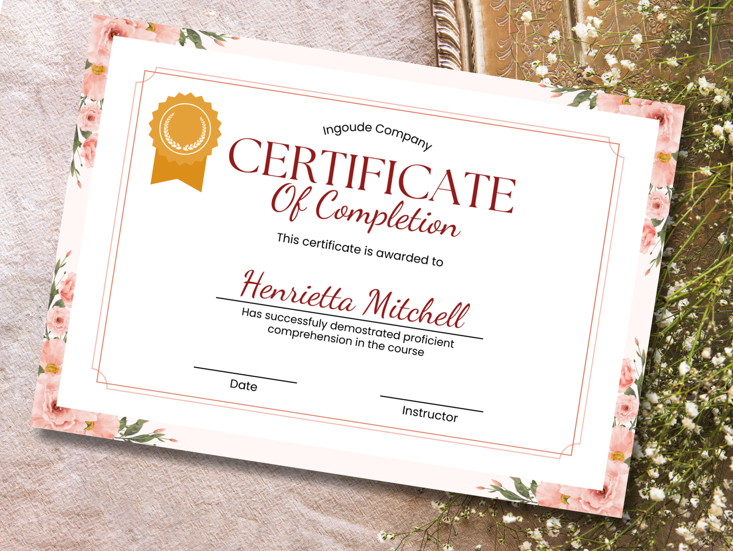 10 Completion Certificate Templates Canva Editable Certificates Templates Courses Certificates  Business Floral Design