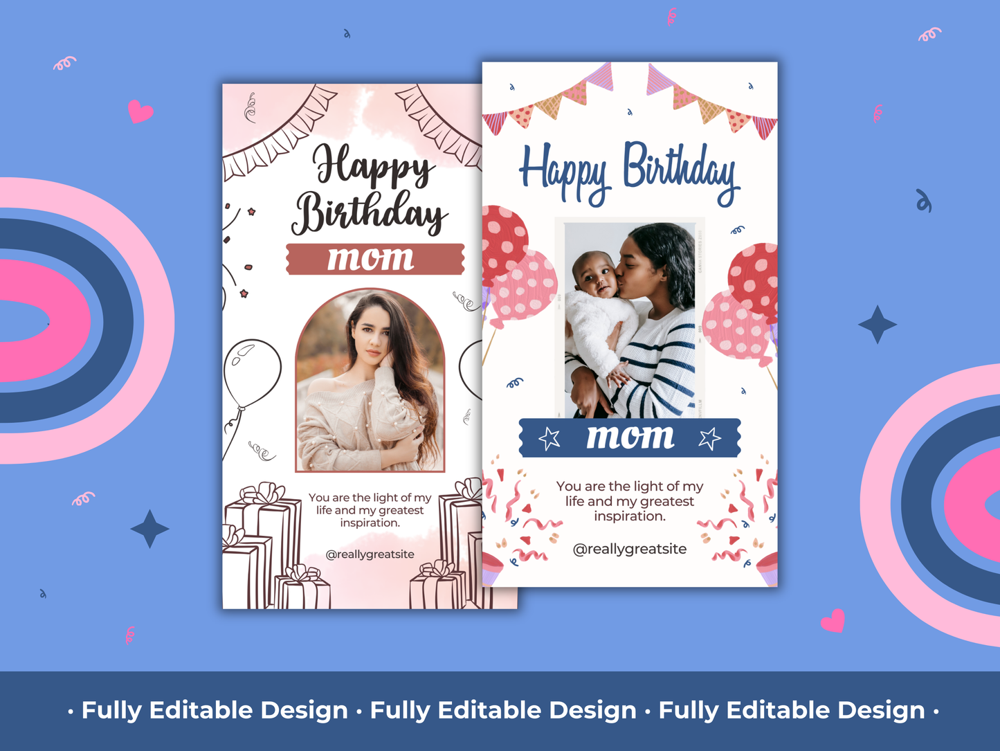 5 Happy Birthday Mom Instagram Story Templates Canva Editable Template Instagram Templates Social Media Birthday Mom Story Template