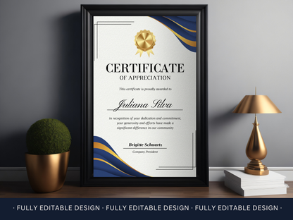 Modern Appreciation Certificate Template Certificate Canva Editable Template Recognition Certificate Canva Template