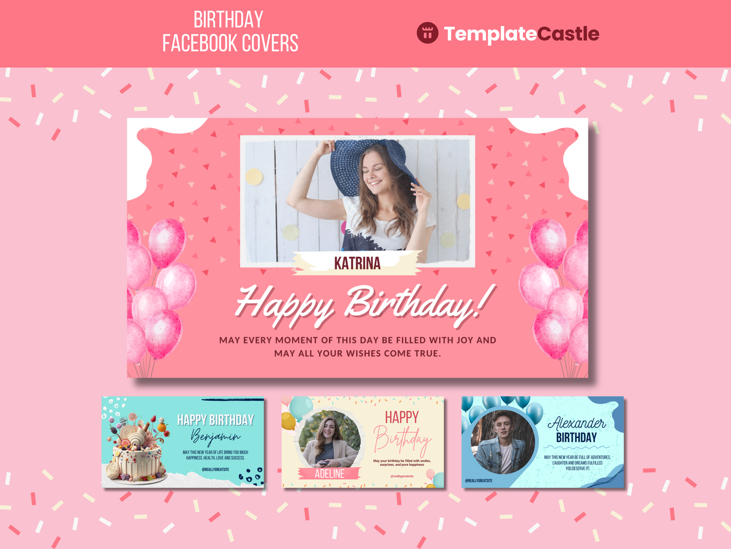 Happy Birthday Facebook Covers Custom Bundle Canva Editable Birthday Celebration Templates  Personalized Happy Birthday Social Media Banners