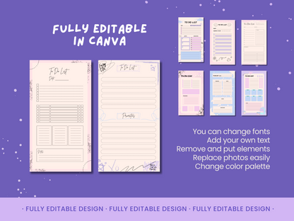 20 Multistyle To Do List Templates Canva Editable Daily Planner  Template Productivity Printable To Do List organizer