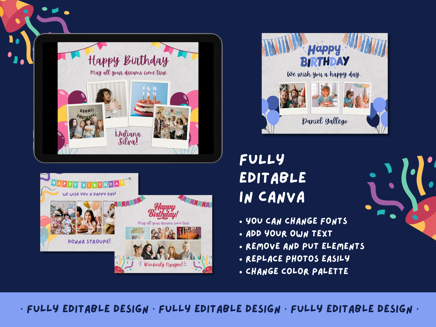 Birthday Photo Collage Templates Canva editable Photo Collage Templates Photos Gift Collage Birthday Layouts Printable Birthday Templates