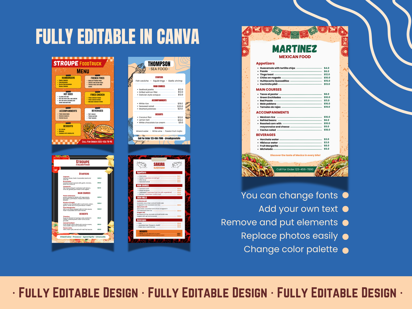 5 Editable Food Menu Templates Canva Editable Templates Delicious Food Restaurant Menu Template Set Restaurant