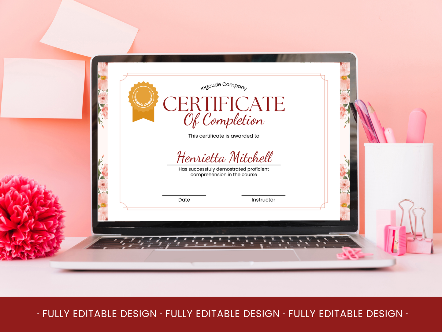 10 Completion Certificate Templates Canva Editable Certificates Templates Courses Certificates  Business Floral Design