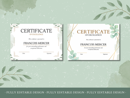 5 Organic Certificates Templates Canva Editable Certificates Templates appreciation Awards Certificates Excellence Award Certificates