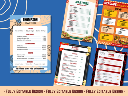 5 Editable Food Menu Templates Canva Editable Templates Delicious Food Restaurant Menu Template Set Restaurant