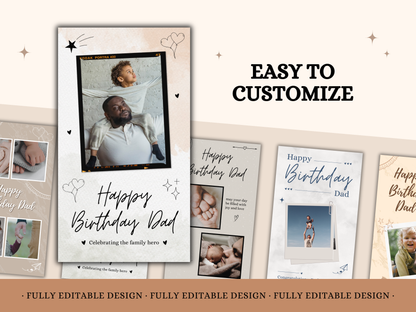 5 Happy Birthday Dad Photo Collage Templates Editable Canva Happy Birthday Photo Collage Dad Birthday Cards Fathers Birthday Collage Cards