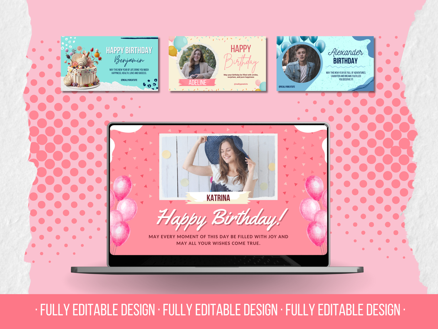 Happy Birthday Facebook Covers Custom Bundle Canva Editable Birthday Celebration Templates  Personalized Happy Birthday Social Media Banners