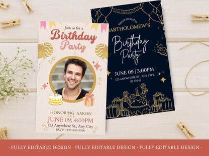 2 Animated Birthday Party Invitations Templates Canva Editable Birthday Templates Social Media Animated Birthday Invitations cards