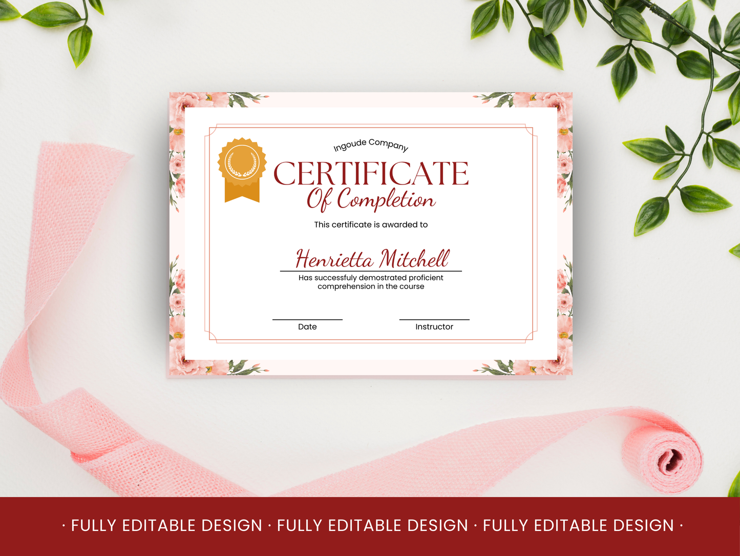 10 Completion Certificate Templates Canva Editable Certificates Templates Courses Certificates  Business Floral Design