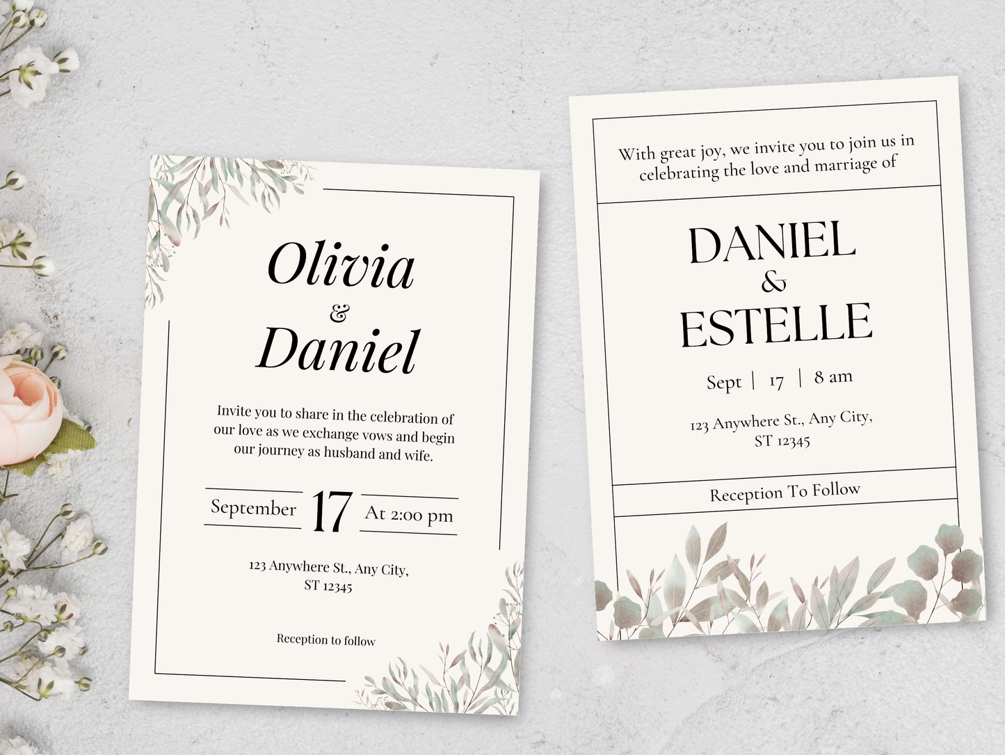 10 Wedding Invitation Templates Canva Minimalist Canva Editable  Templates Marriage Celebration Invitations Cards Templates