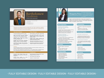 6 Professional Resume Templates Canva Editable Template CV Job Template Curriculum Vitae Application Job Template