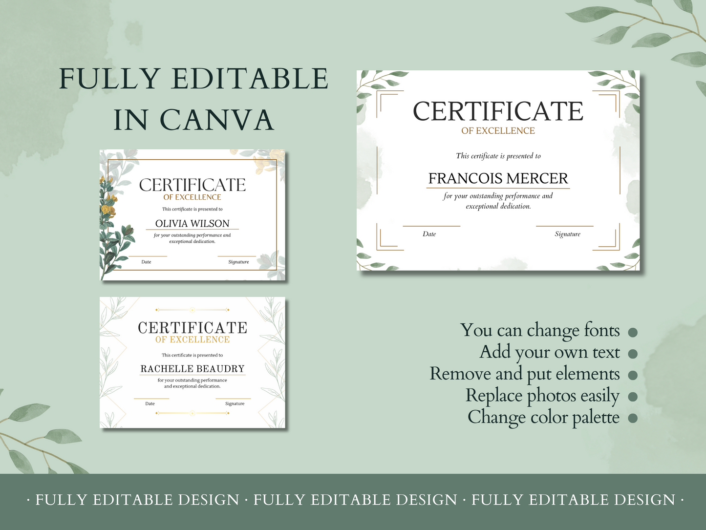 5 Organic Certificates Templates Canva Editable Certificates Templates appreciation Awards Certificates Excellence Award Certificates