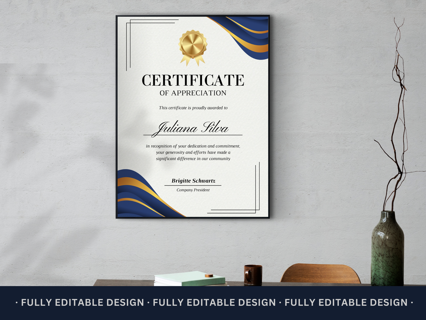 Modern Appreciation Certificate Template Certificate Canva Editable Template Recognition Certificate Canva Template