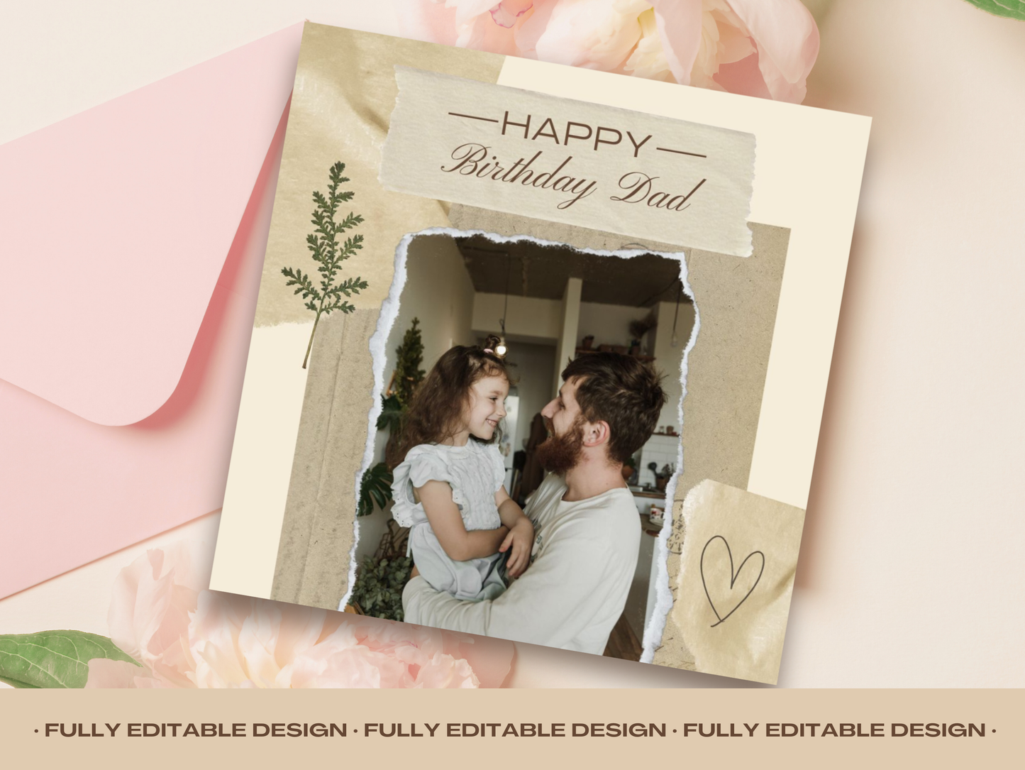 Happy Birthday Dad Template Happy Father Day Instagram Post Canva Editable Template  Happy Birthday Card  Digital Scrapbooking Kit