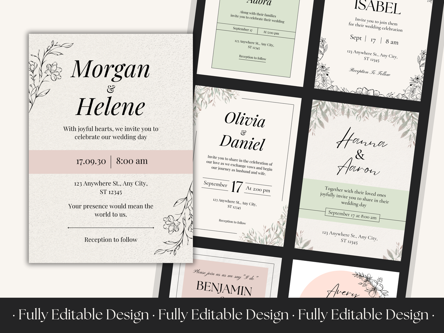 10 Wedding Invitation Templates Canva Minimalist Canva Editable  Templates Marriage Celebration Invitations Cards Templates