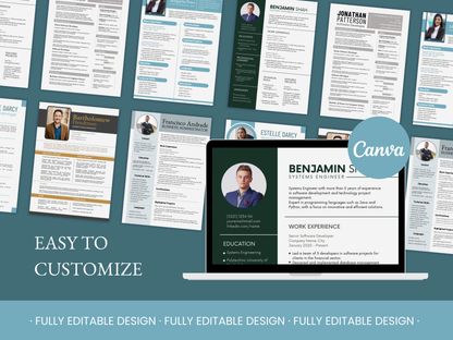 6 Professional Resume Templates Canva Editable Template CV Job Template Curriculum Vitae Application Job Template