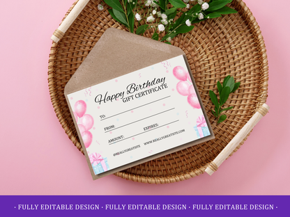 5 Birthday Gift Certificates Templates Canva Editable Gift Certificates Templates Happy Birthday Gift Vouchers Printable Certificates