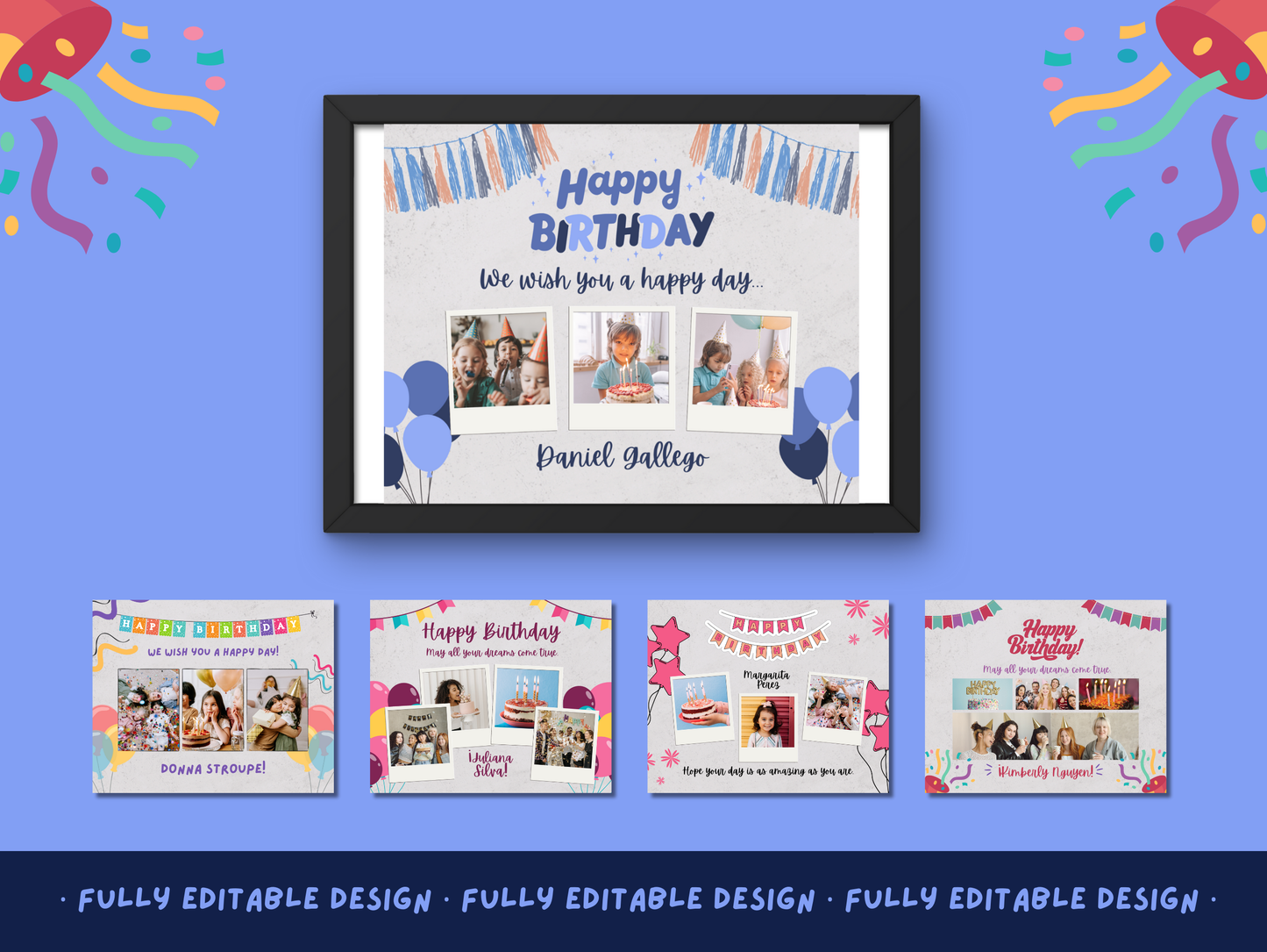 Birthday Photo Collage Templates Canva editable Photo Collage Templates Photos Gift Collage Birthday Layouts Printable Birthday Templates