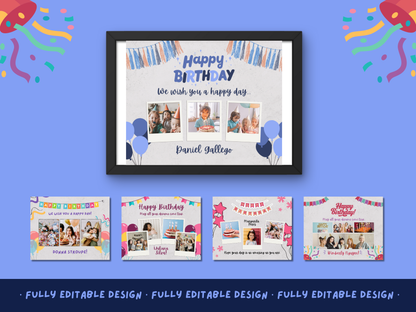 Birthday Photo Collage Templates Canva editable Photo Collage Templates Photos Gift Collage Birthday Layouts Printable Birthday Templates