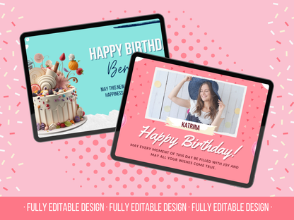 Happy Birthday Facebook Covers Custom Bundle Canva Editable Birthday Celebration Templates  Personalized Happy Birthday Social Media Banners