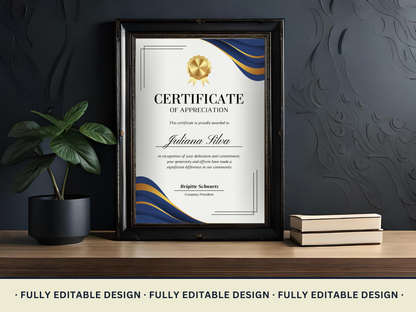 Modern Appreciation Certificate Template Certificate Canva Editable Template Recognition Certificate Canva Template