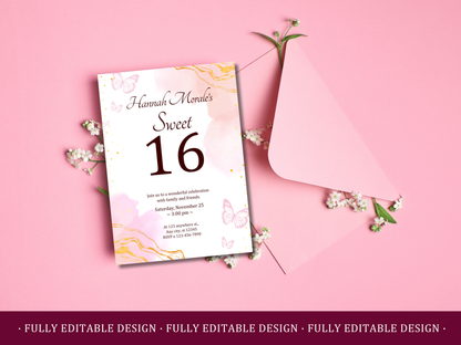 5 Sweet Sixteen Invitation Templates Canva Editable Sweet 16 Party Invitations Templates Elegant Invitation Birthday Party Templates