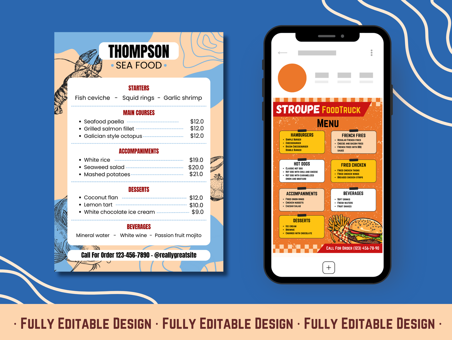 5 Editable Food Menu Templates Canva Editable Templates Delicious Food Restaurant Menu Template Set Restaurant