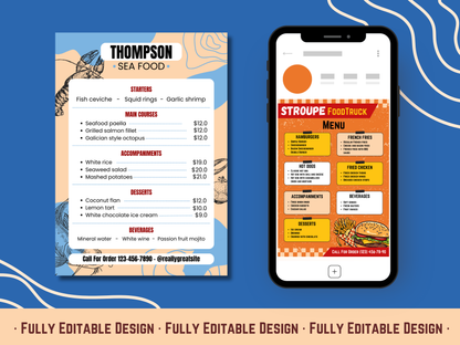 5 Editable Food Menu Templates Canva Editable Templates Delicious Food Restaurant Menu Template Set Restaurant