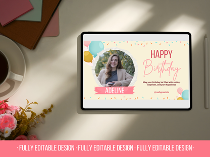 Happy Birthday Facebook Covers Custom Bundle Canva Editable Birthday Celebration Templates  Personalized Happy Birthday Social Media Banners