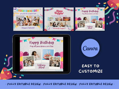 Birthday Photo Collage Templates Canva editable Photo Collage Templates Photos Gift Collage Birthday Layouts Printable Birthday Templates