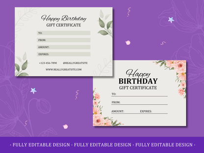 5 Birthday Gift Certificates Templates Canva Editable Gift Certificates Templates Happy Birthday Gift Vouchers Printable Certificates